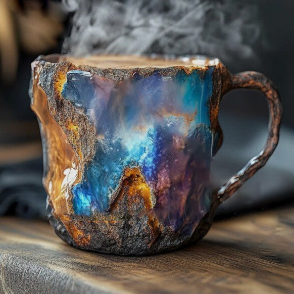Unisex natural stone crystal mug, insulated for hot drinks, a unique home decor gift.
