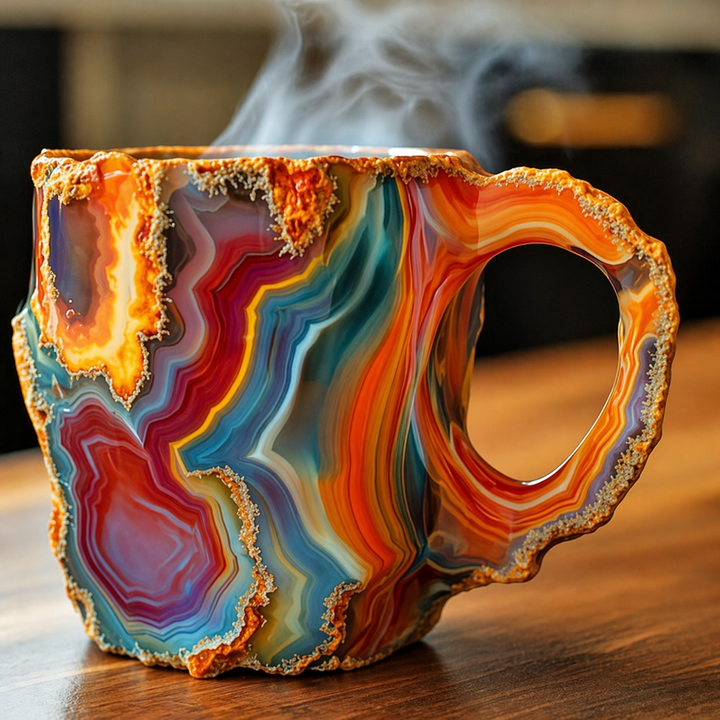 Handcrafted crystal coffee mug, insulated and elegant, a perfect unique gift.