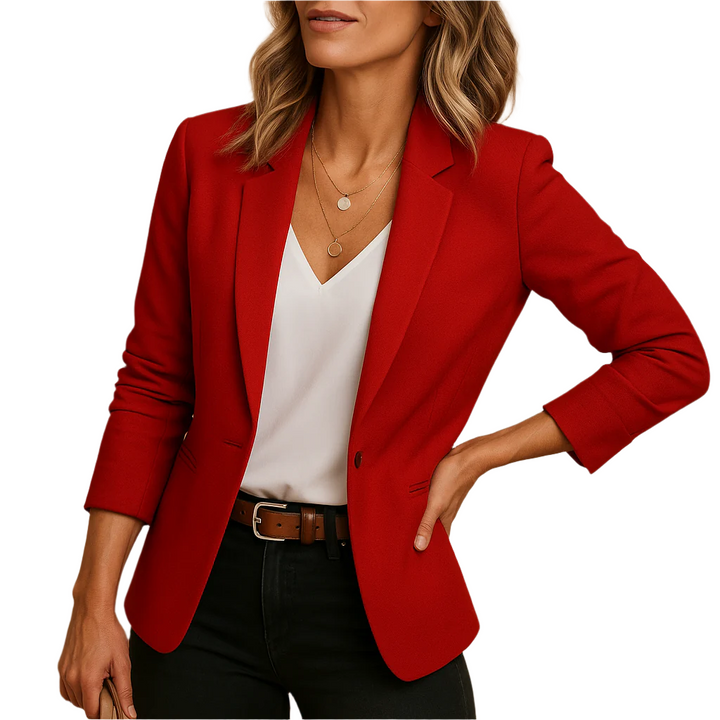 Elegant ladies' tailored long sleeve blazer for timeless professional & smart casual women's fashion.