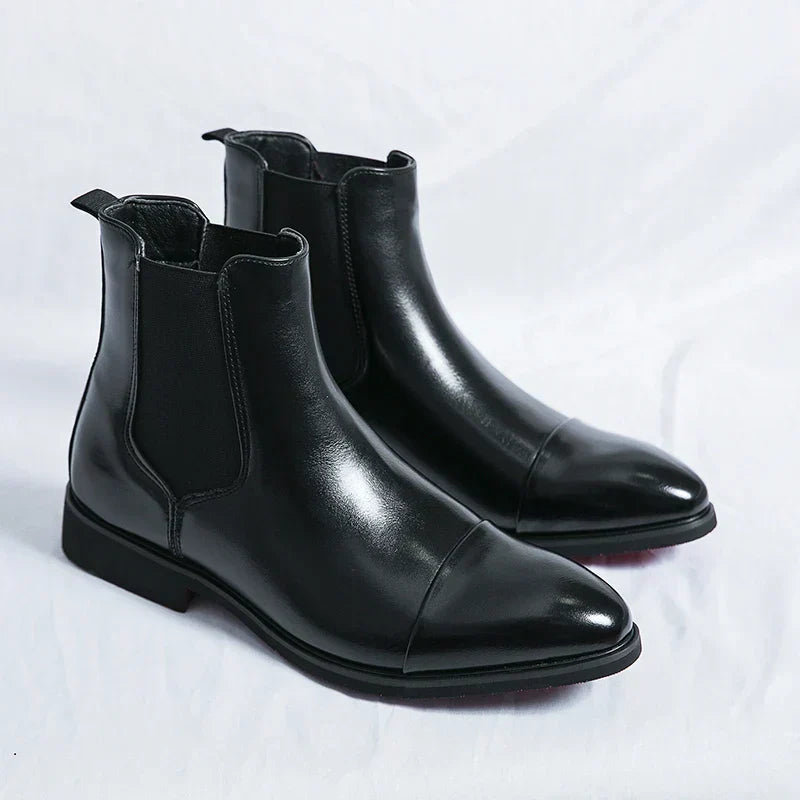 Sophisticated men's dress boots, easy slip-on style. Ideal formal or smart casual footwear, classic & comfortable.