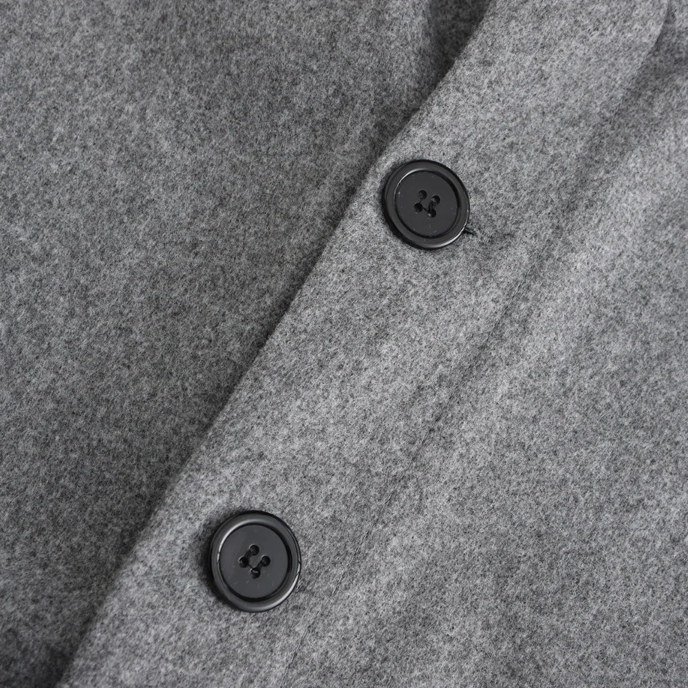 Men's classic winter overcoat with a sophisticated stand-up collar. Ideal for fall fashion & office wear.