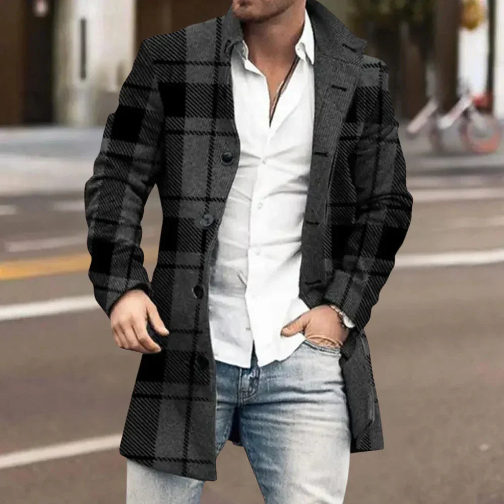 Versatile men's elegant winter overcoat. Stay warm with this stylish, classic outerwear for men's fashion.