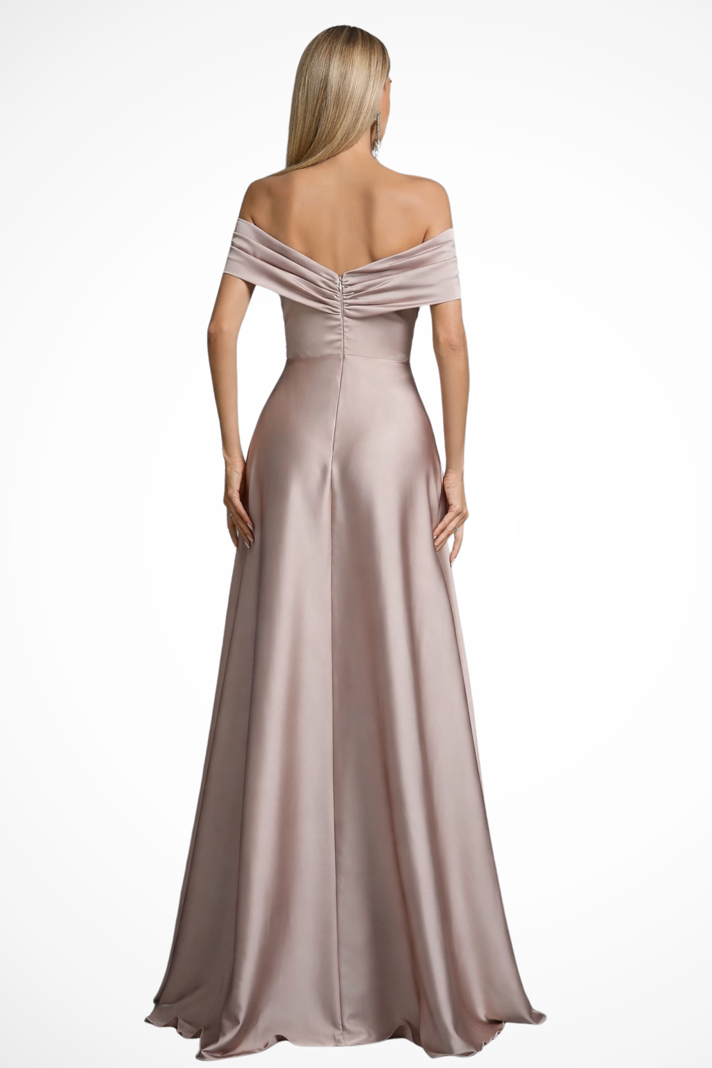 Dark green formal gown with twisted knot & pleated skirt, an elegant evening dress.