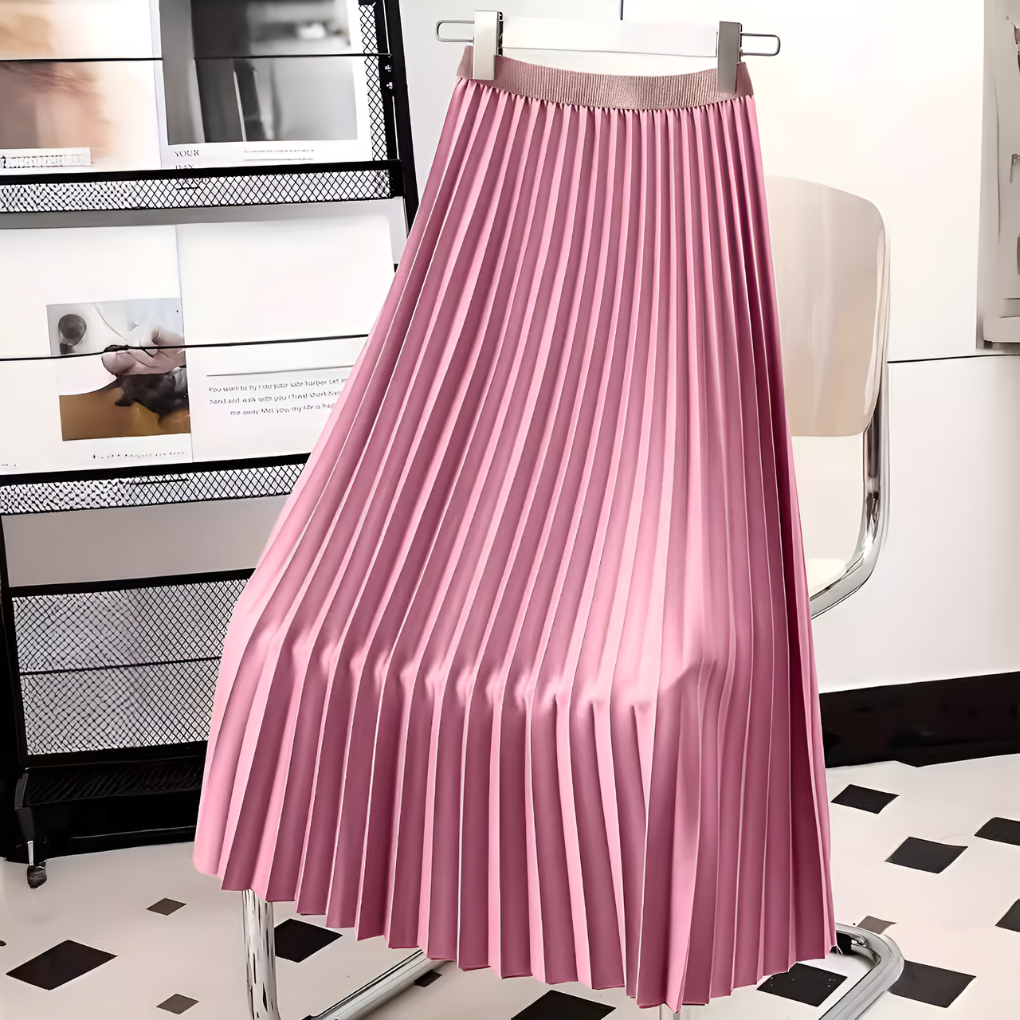Beautiful pleated high-waist midi skirt for women. An elegant, flowy long skirt suitable for modest fashion.