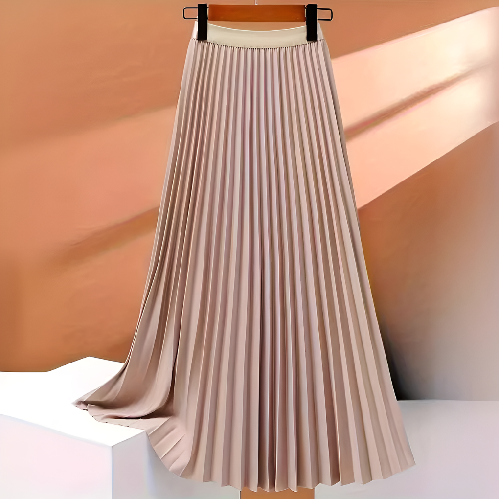 Graceful pleated high-waist midi skirt for women. A timeless elegant long skirt, suitable for any stylish ensemble.
