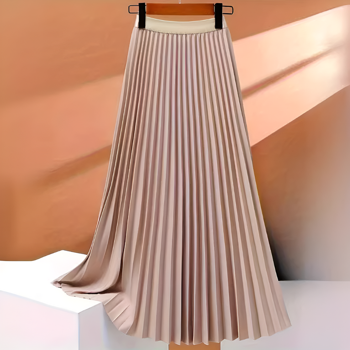 Graceful pleated high-waist midi skirt for women. A timeless elegant long skirt, suitable for any stylish ensemble.