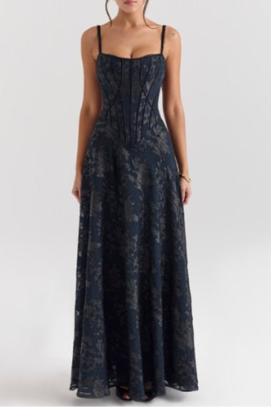 Beautiful off-shoulder floral maxi dress for women, a sophisticated option for formal evening parties.