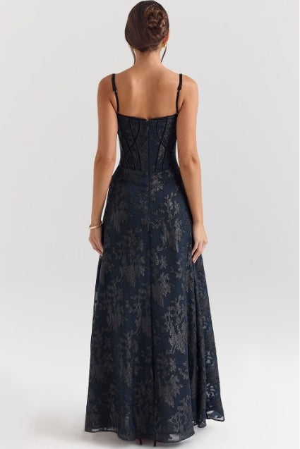 Stunning floral off-shoulder sleeveless maxi dress for women, ideal as a formal evening gown.