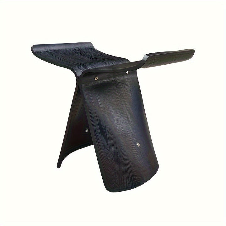 Stylish solid wood butterfly stool, ideal for living room decor, entryway seating, or small spaces.