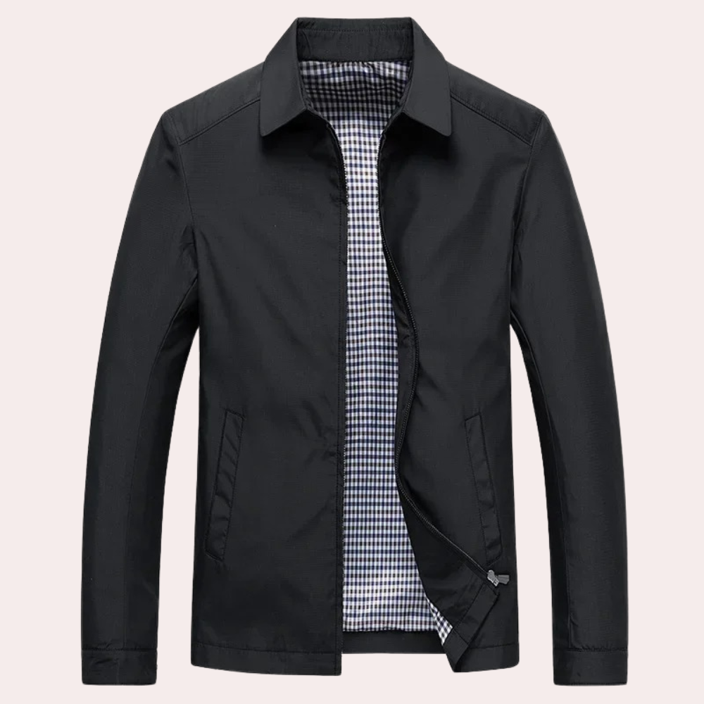Khaki men's lightweight spring jacket. Stylish, casual outerwear for men, perfect for layering.