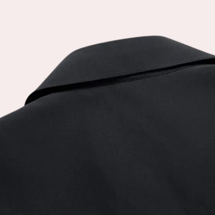 Classic black men's lightweight spring jacket. Stylish Harrington style for casual everyday wear.