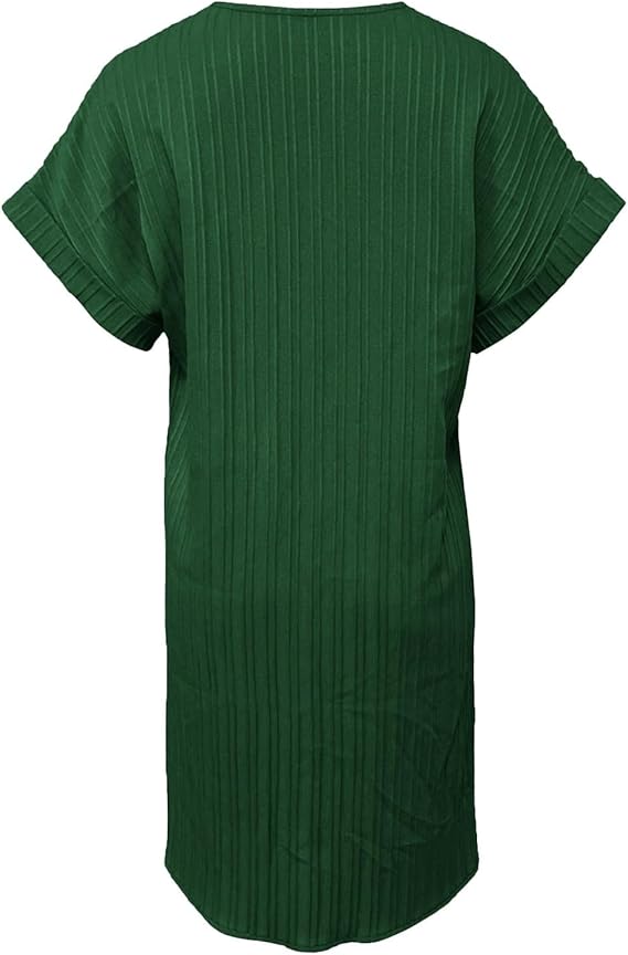 Chic women's V-neck button detail summer midi dress, designed for comfort and effortless holiday or vacation fashion.