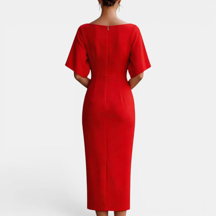 Timeless women's elegant midi dress for summer, suitable for prom, parties & formal occasion wear.
