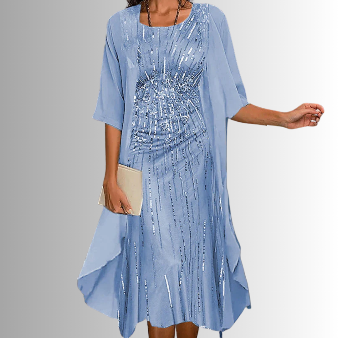 Versatile women's 2-piece outfit: flowy top & matching dress for comfortable, chic summer fashion.