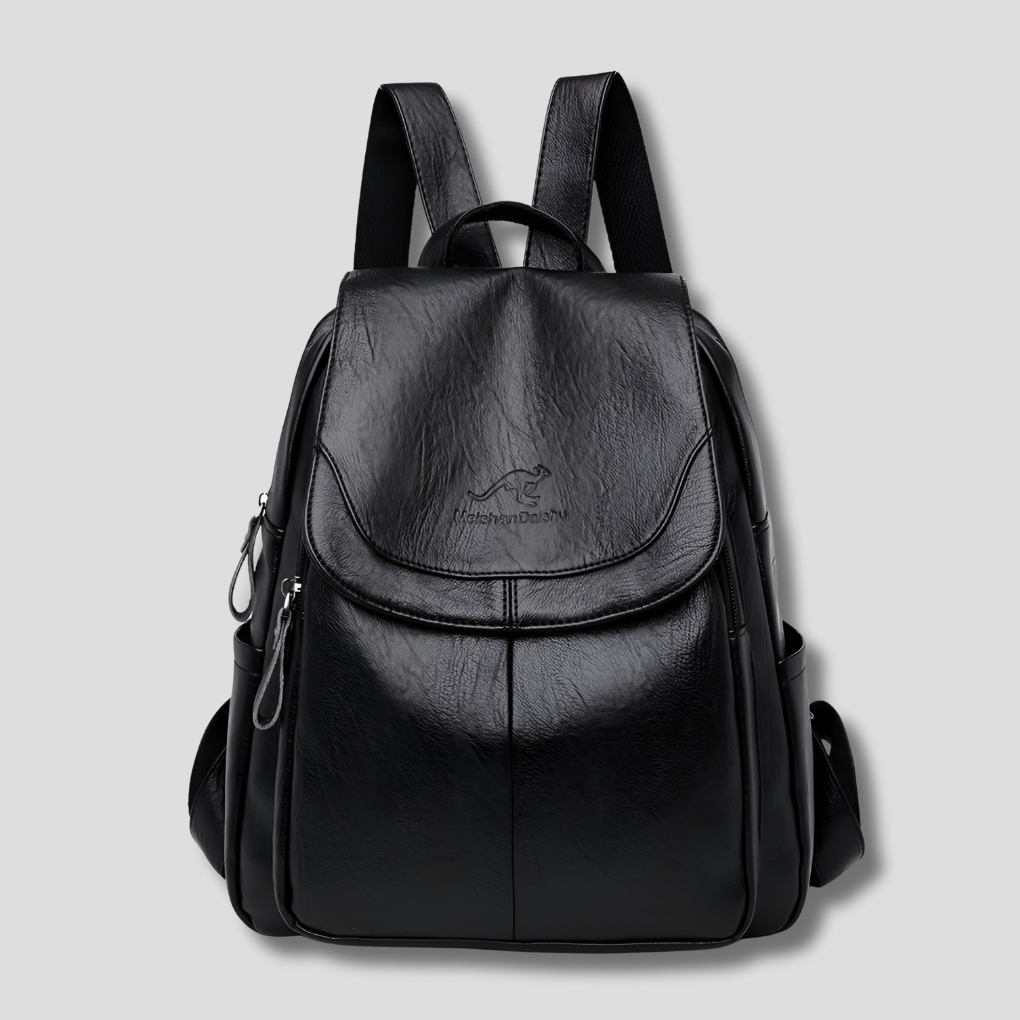 Secure women's leather anti-theft backpack, ideal for work, travel, or daily fashion.