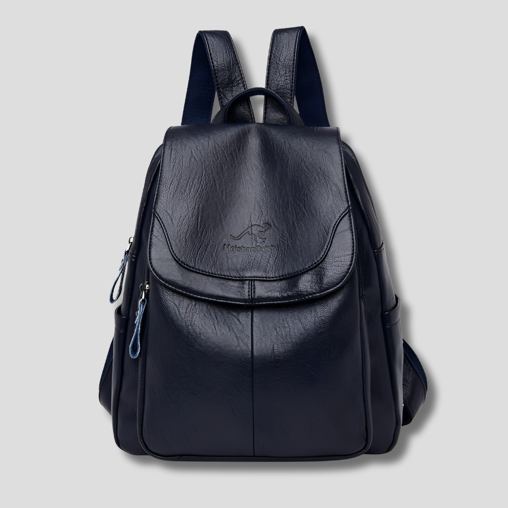 Women's anti-theft leather backpack with secure zippers, a stylish & practical daily or travel bag.