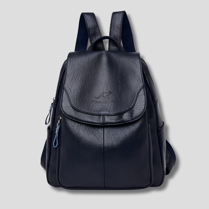 Women's anti-theft leather backpack with secure zippers, a stylish & practical daily or travel bag.