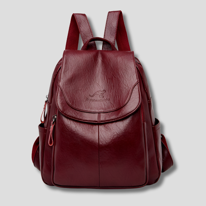 Fashionable anti-theft leather backpack for women, ensuring style and security for daily essentials.