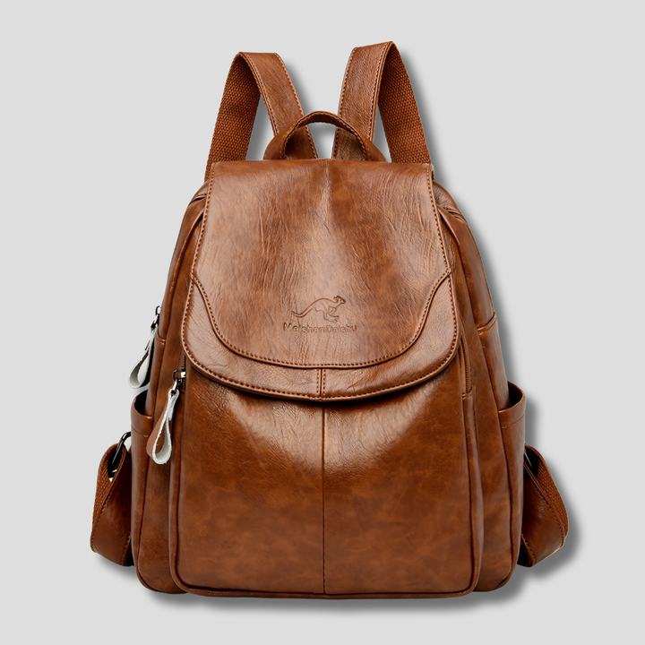 Premium women's anti-theft leather backpack, a secure and elegant daily bag for modern women.