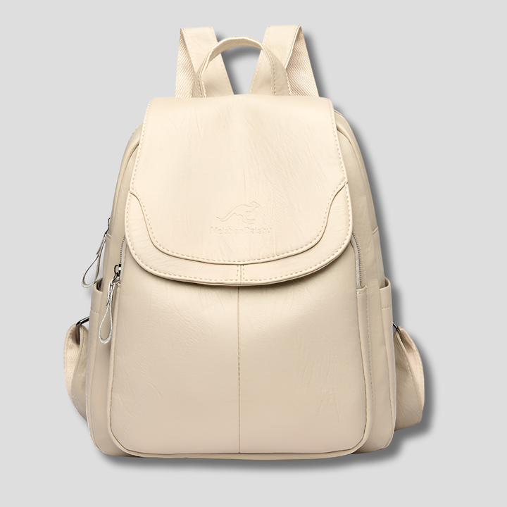 Chic women's anti-theft leather backpack, combining secure design with elegant style for daily use.