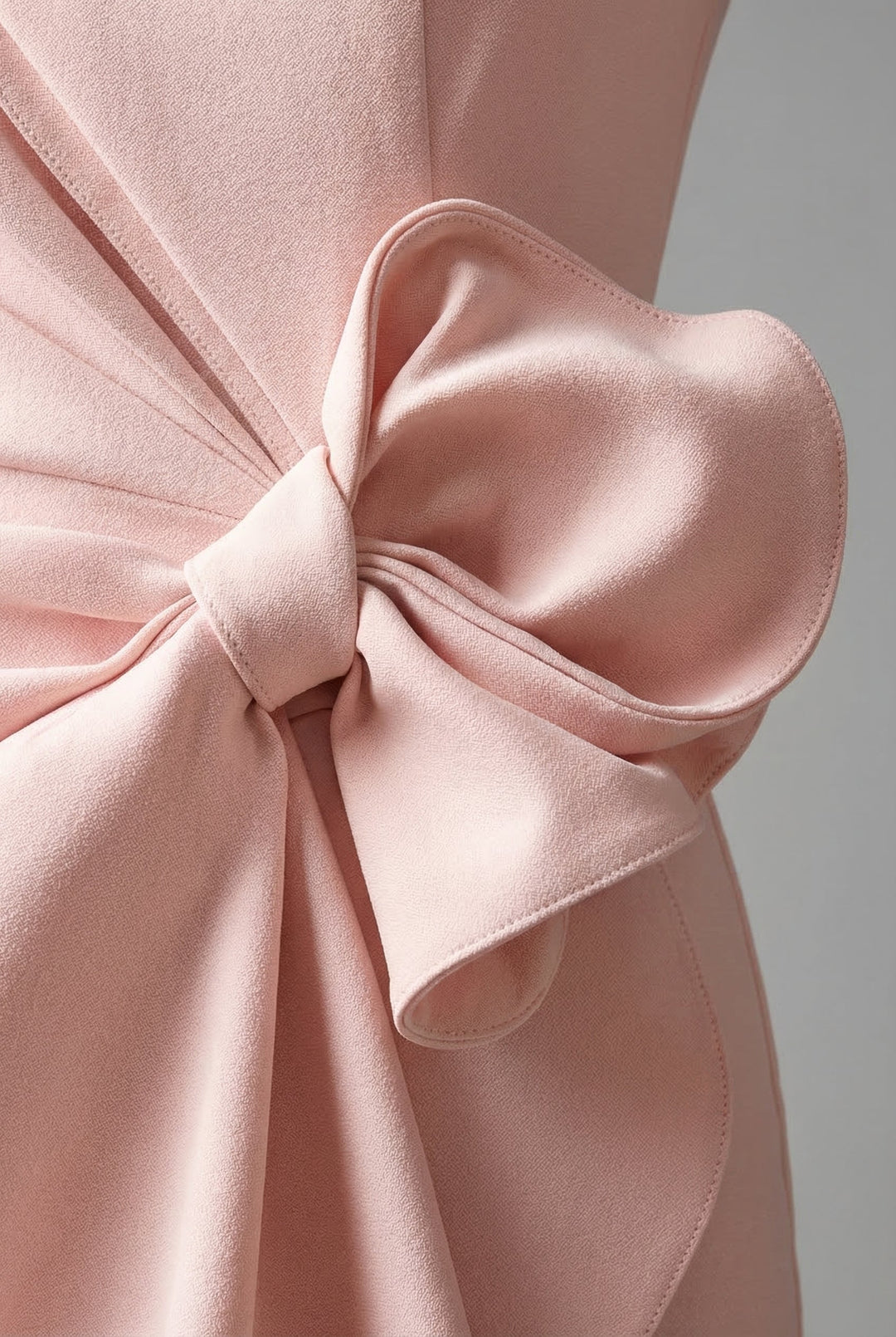 Women's elegant wedding guest or cocktail pencil midi dress with a stylish bow accent.