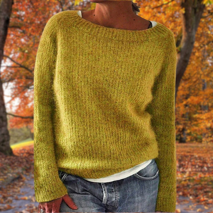 Elegant women's classic knit sweater for autumn & winter. Warm, cozy pullover, perfect for everyday chic fashion.
