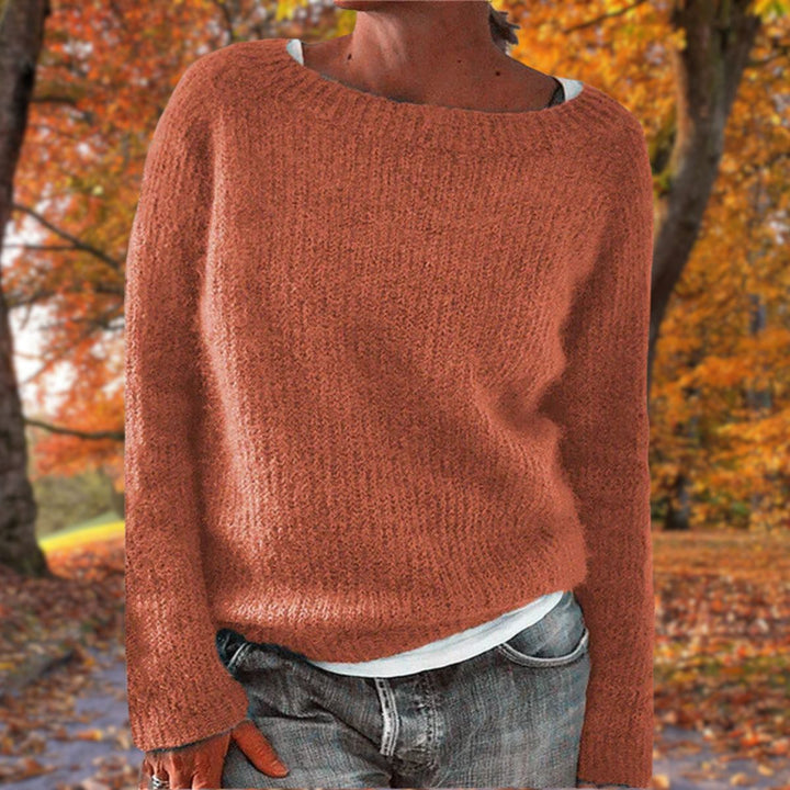 Warm women's elegant knit sweater. Comfortable everyday chic pullover, essential for autumn & winter.