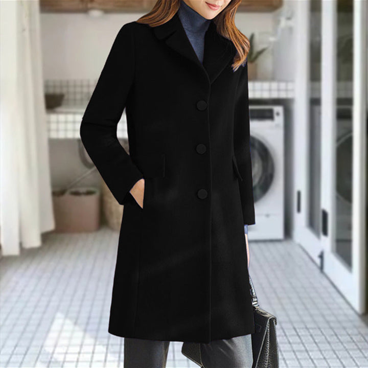 Warm & versatile women's long winter coat, perfect autumn/winter fashion outerwear.