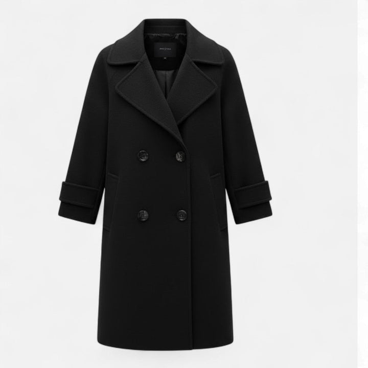Elegant women's double-breasted slim fit trench coat, perfect for fall and winter outerwear.