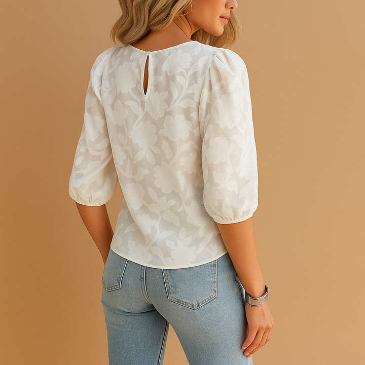 Beautiful women's floral blouse. An elegant & lightweight everyday top, perfect for versatile spring & summer fashion.
