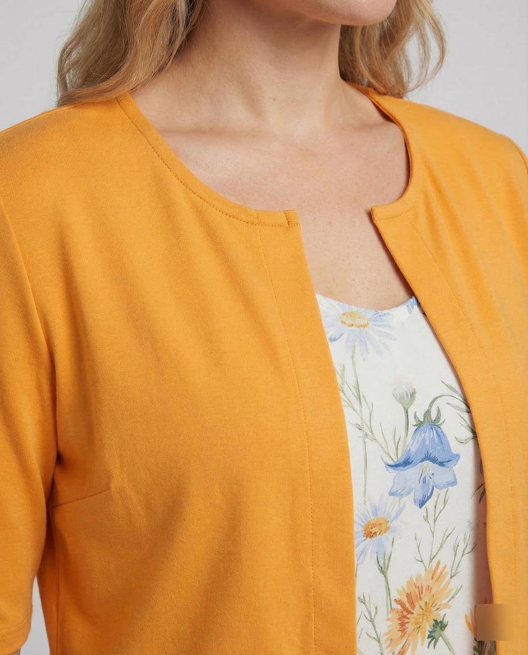 Chic women's floral two-piece summer dress set with a round neck crop top. Elegant for casual wear & versatile occasions.