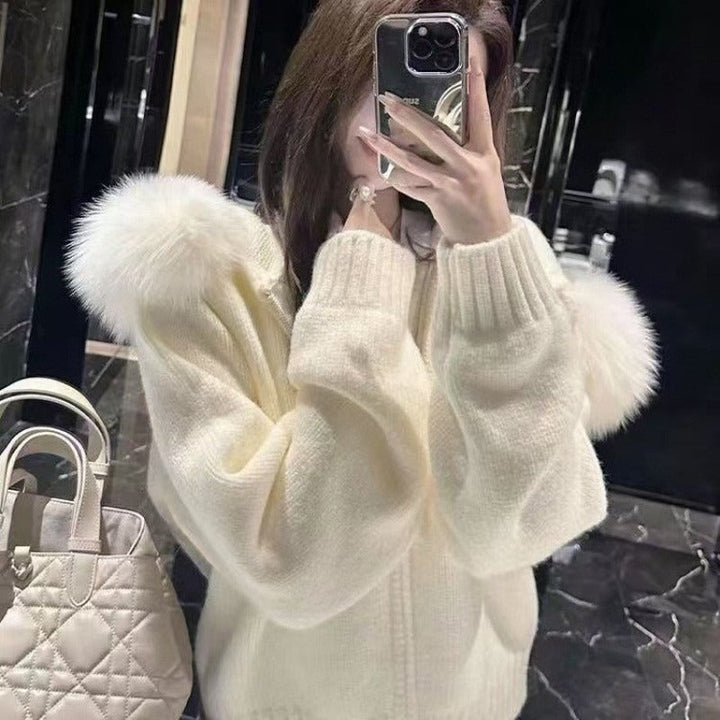 Elegant women's fur-trim hooded jacket, perfect for winter. Chic outerwear for warmth & versatile style.