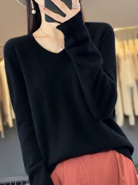 Women's elegant knit pullover sweater, a versatile addition to winter fashion.