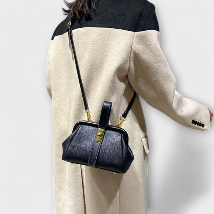 Fashionable women's small leather bag, perfect for all occasions, featuring a stylish turn lock design.