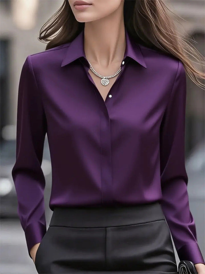 Everyday elegant women's blouse, a versatile long sleeve button-up top for timeless style.