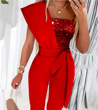 Elegant women's luxury jumpsuit for special occasions. Perfect formal evening wear with sophisticated style.