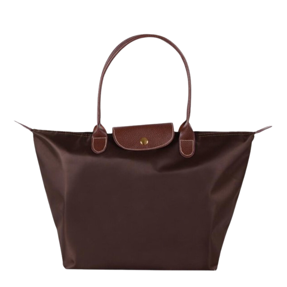 Large capacity women's travel tote shoulder bag with secure zipper & multi-pockets, perfect for work or daily use.