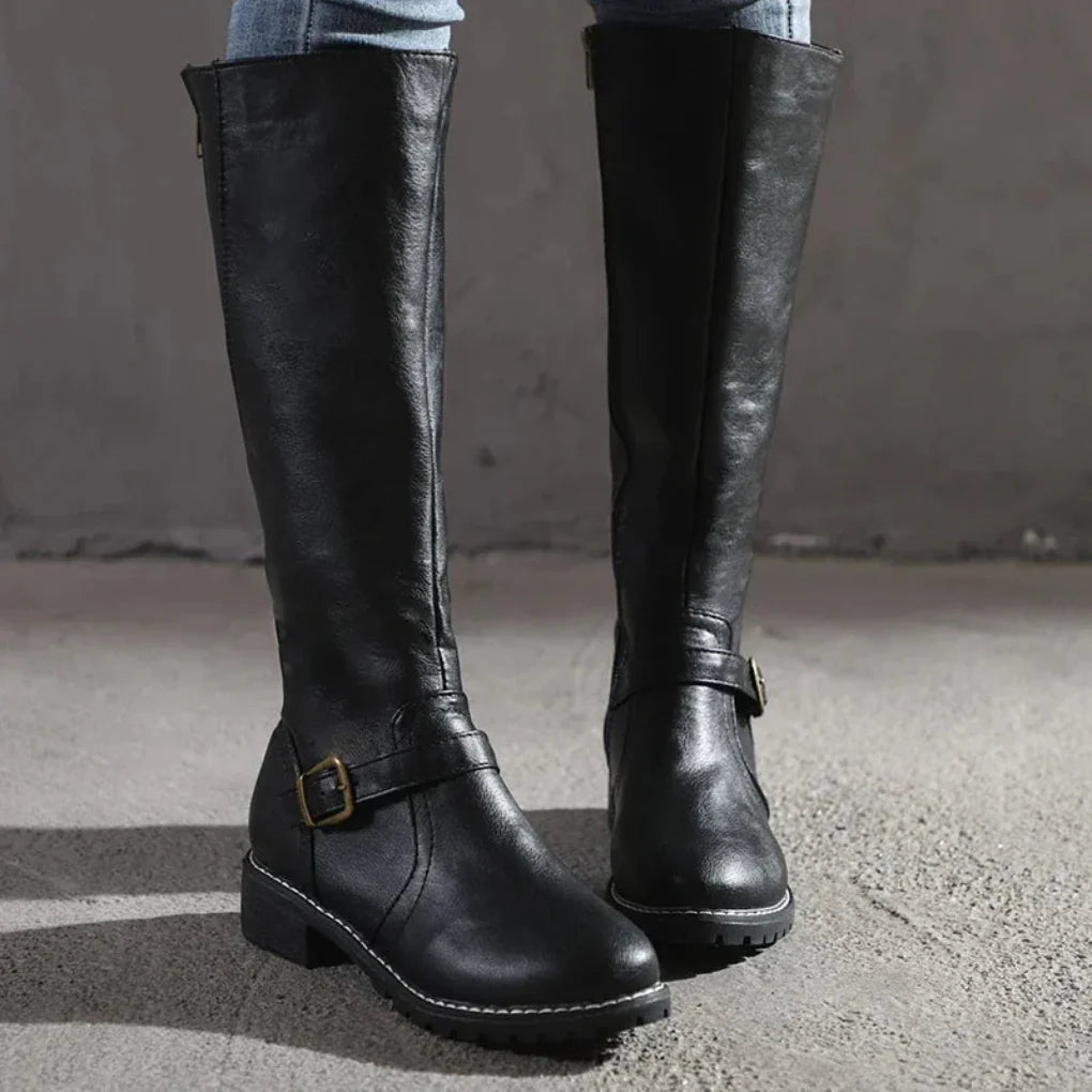 Classic women's mid-calf dress boots, elegant & comfortable. Perfect stylish footwear for autumn/winter.
