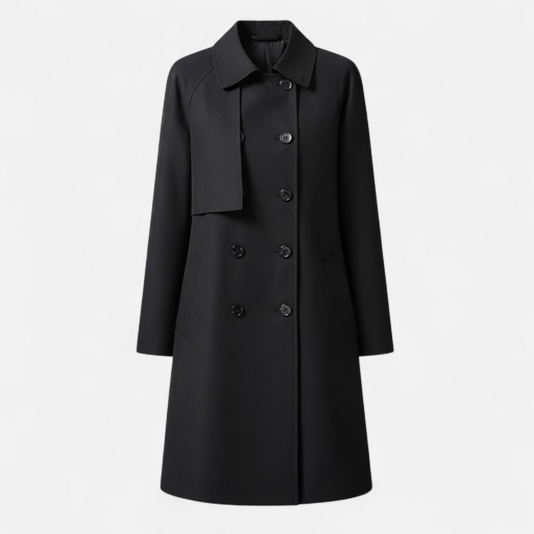 Elegant women's mid-length trench coat, perfect classic outerwear for spring & autumn fashion.