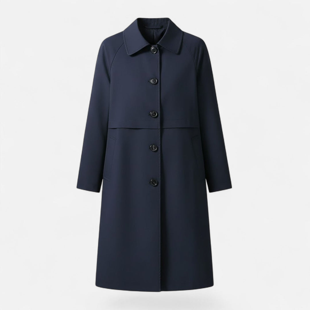 Fashionable women's mid-length trench coat, a timeless & elegant outerwear staple for spring & autumn style.
