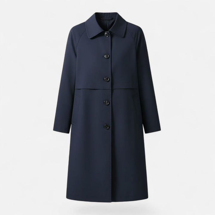 Fashionable women's mid-length trench coat, a timeless & elegant outerwear staple for spring & autumn style.