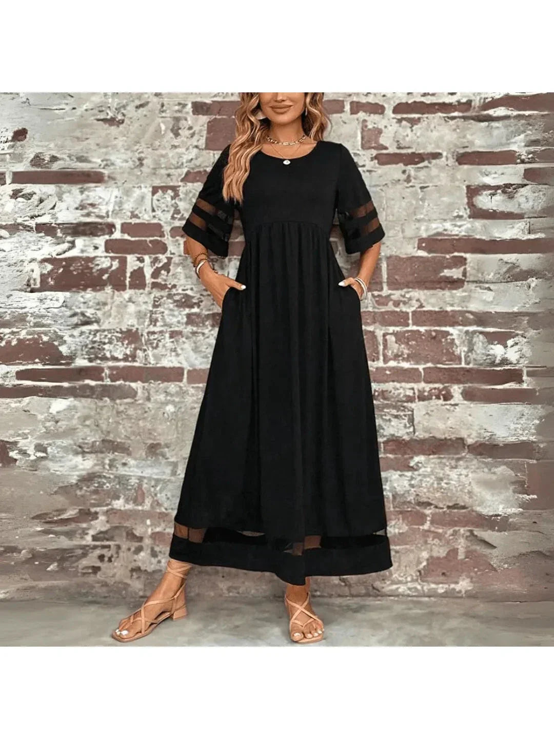 Chic empire waist midi dress for women, offering comfortable tummy control and a flattering silhouette.