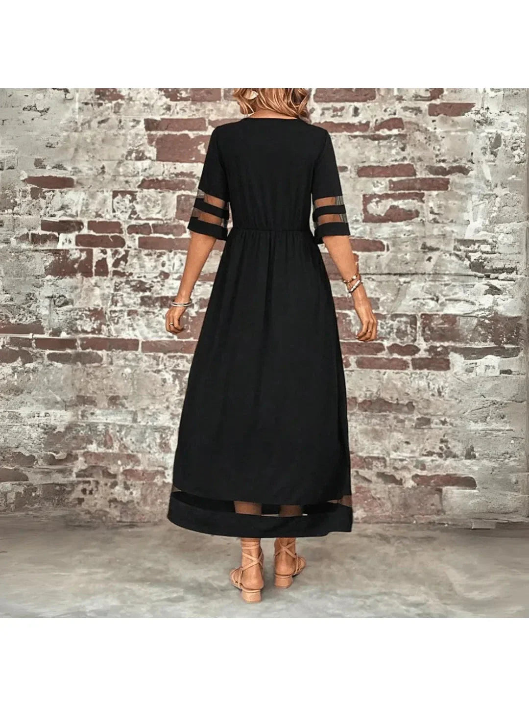 Comfortable women's flattering midi dress with tummy control design, a timeless and chic party outfit.