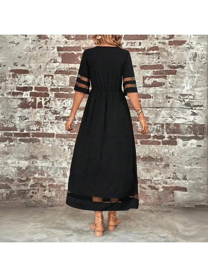 Comfortable women's flattering midi dress with tummy control design, a timeless and chic party outfit.