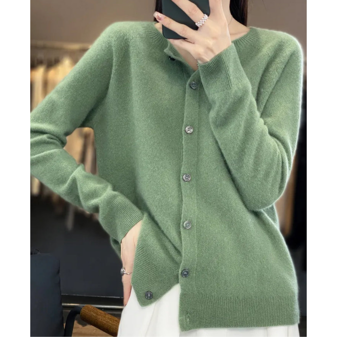 Long sleeve women's cardigan, soft knit for cozy and elegant daily wear.