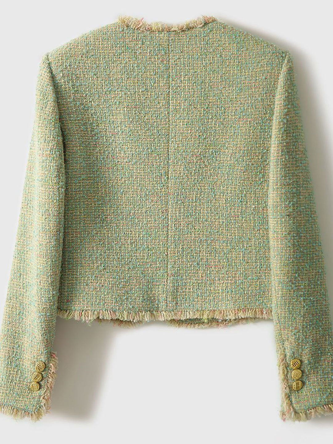 Warm & stylish women's tweed jacket, an elegant round neck coat for comfortable fall and winter fashion.