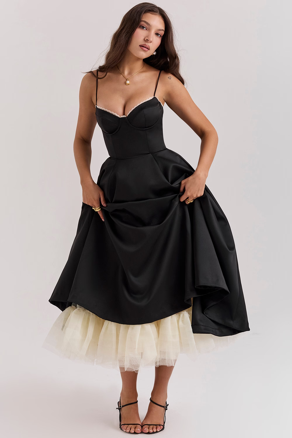 Glamorous Women's Special Occasion Dress, Royale style, flattering midi length & sweetheart neckline.