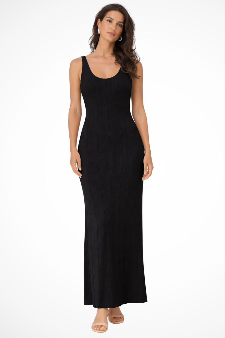 Elegant women's sleeveless V-neck maxi dress, perfect for summer parties or wedding guests.