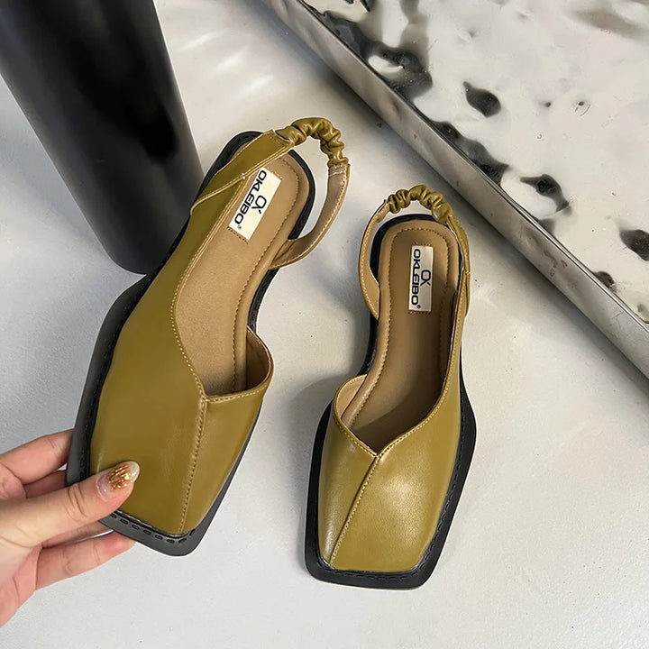 Elegant women's square toe slingback sandals, perfect for stylish summer office wear or evening events.