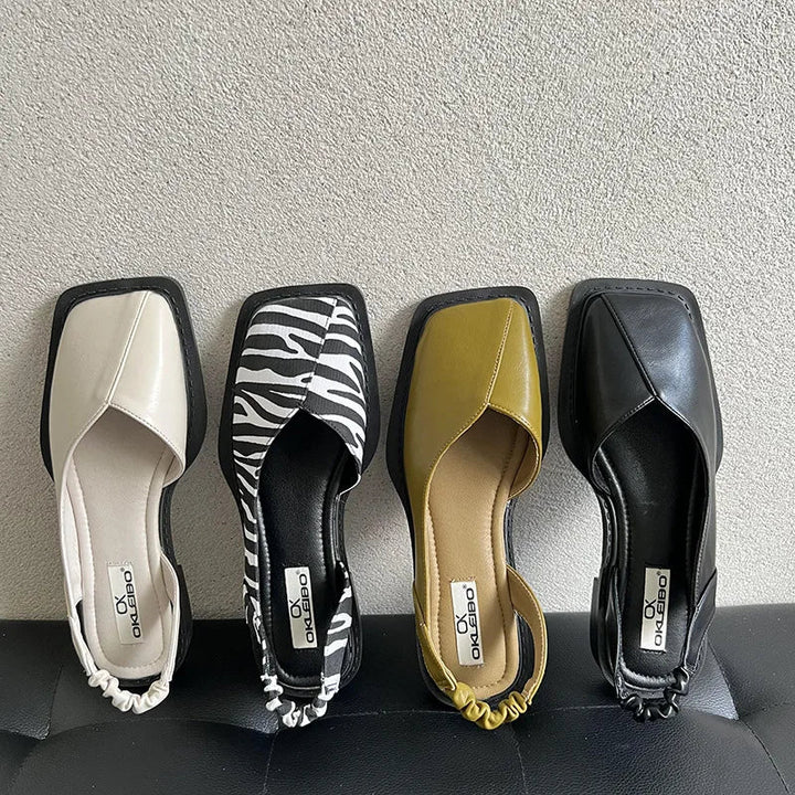 Comfortable women's square toe slingback sandals for versatile casual chic or elegant summer fashion.